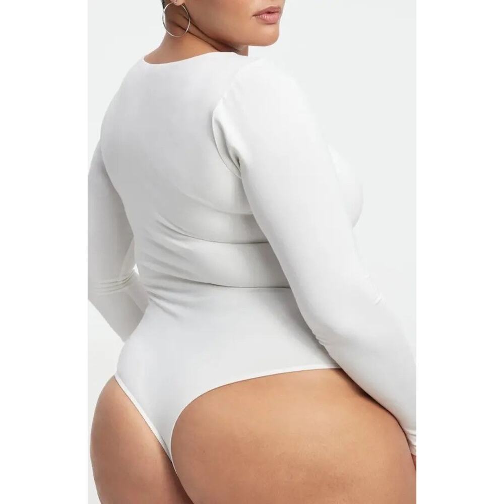 Good American Ivory White U-Ring Scoop Neck Long Sleeve Bodysuit Size 2XL - Picture 2 of 7